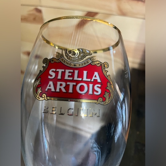 GOLD RIMMED Stella Artois Chalice Beer Glass - Picture 5 of 9